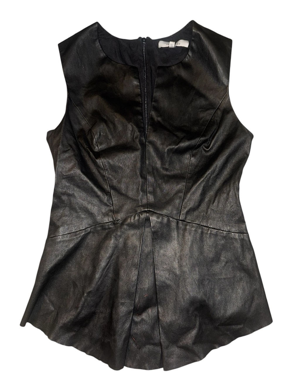 Robert Rodriguez Black Faux Leather Peplum Top